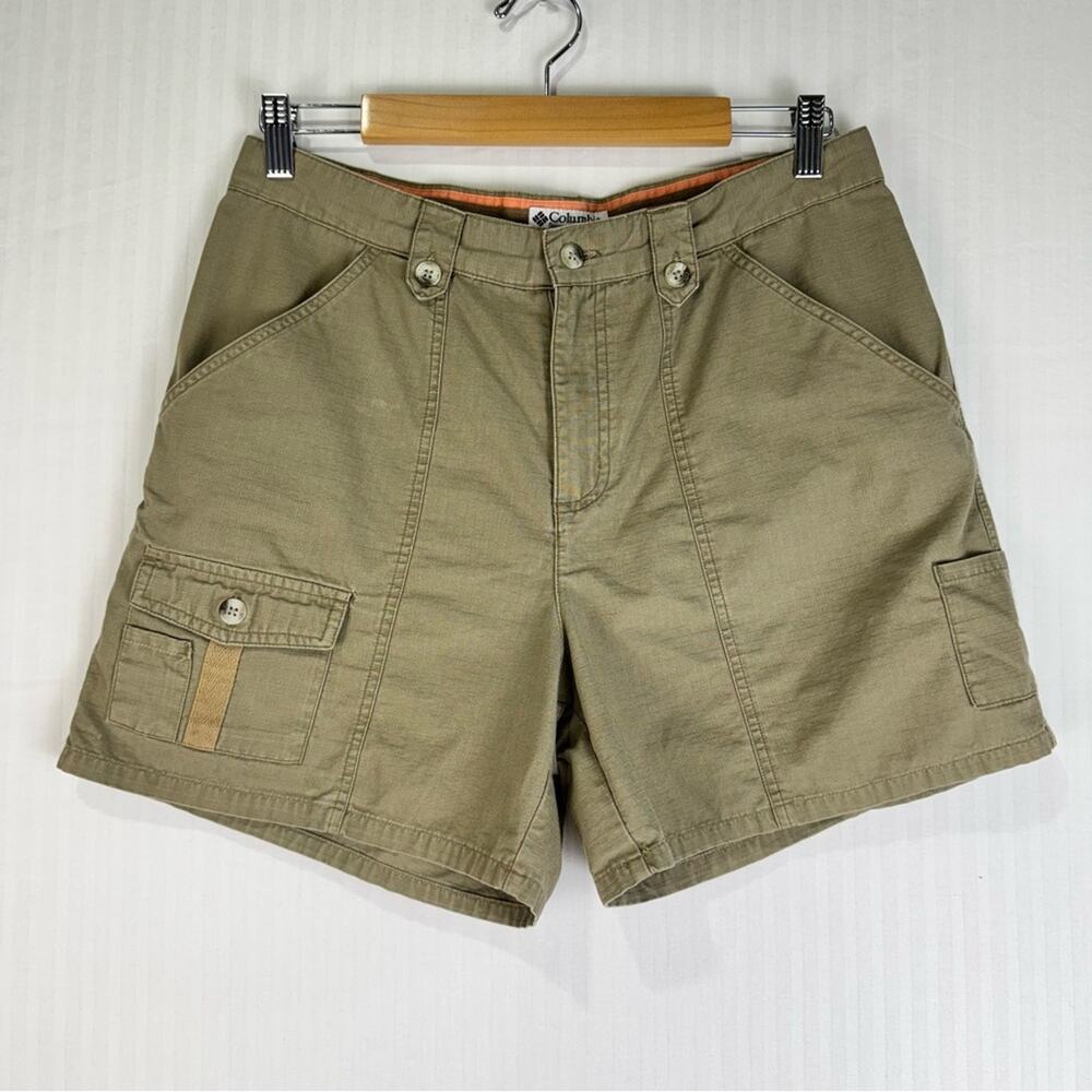 Columbia Vintage Tan Cargo Shorts Women’s Size 12 Hiking Outdoor Gorpcore